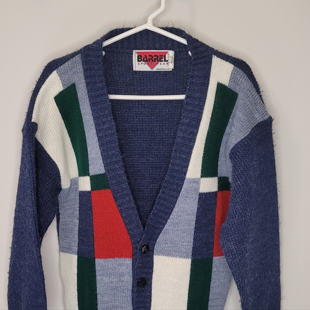 Vintage 1990s Boy's Buttoned Colorblock Cardigan Size 5/6 Barrel Sportswear